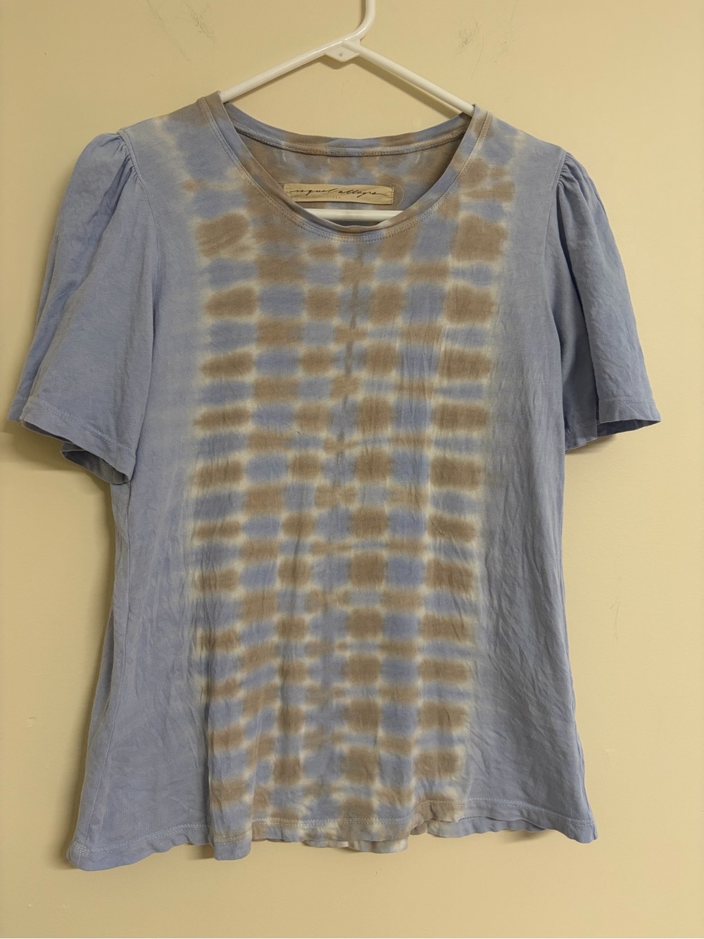 Light Blue & Brown-Gray Tie-Dye Flutter Sleeve Tee
